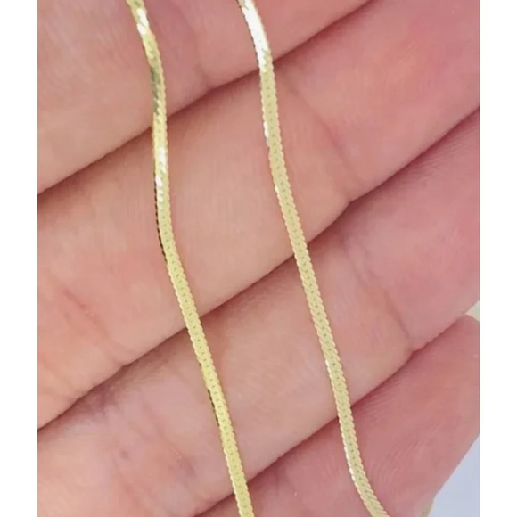 2mm Herringbone Necklace | Yellow Gold Plated 925 Sterling Silver - Picture 5 of 15
